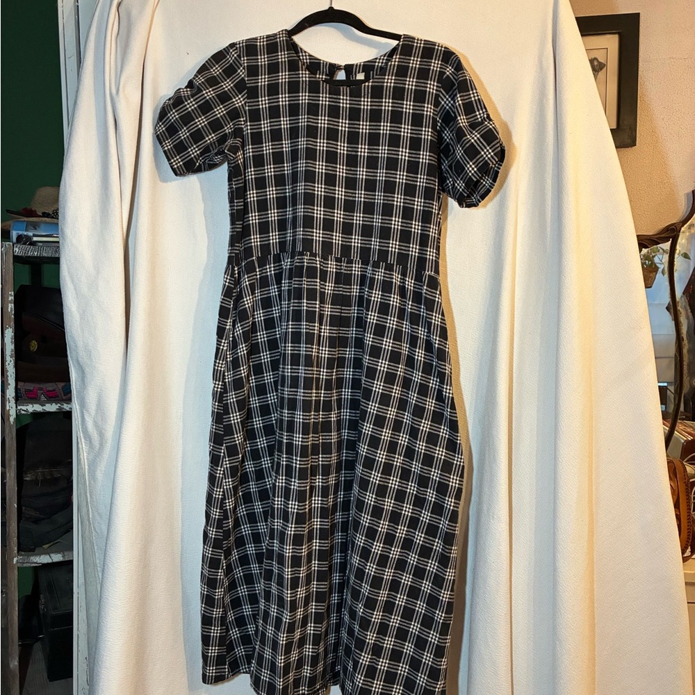 Black and White Plaid Mata Traders Midi Dress
